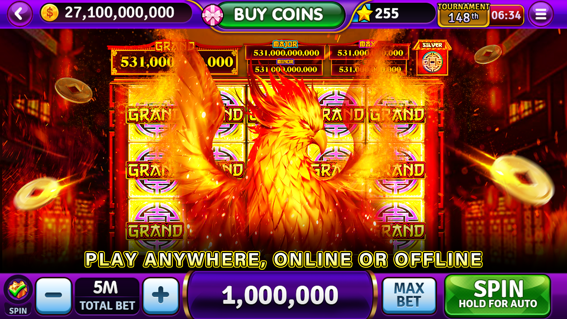 Cash Storm Casino interface displaying daily rewards and coin collection