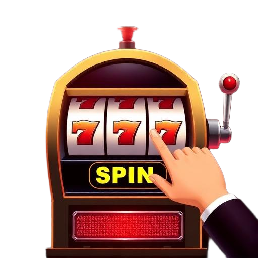 Active slot game screen with spinning reels and win celebration