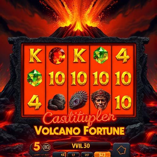 Volcano Fortune slot with erupting volcano and cascading lava multipliers