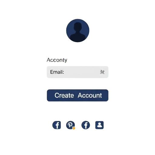 Simple account creation screen with email and social login options